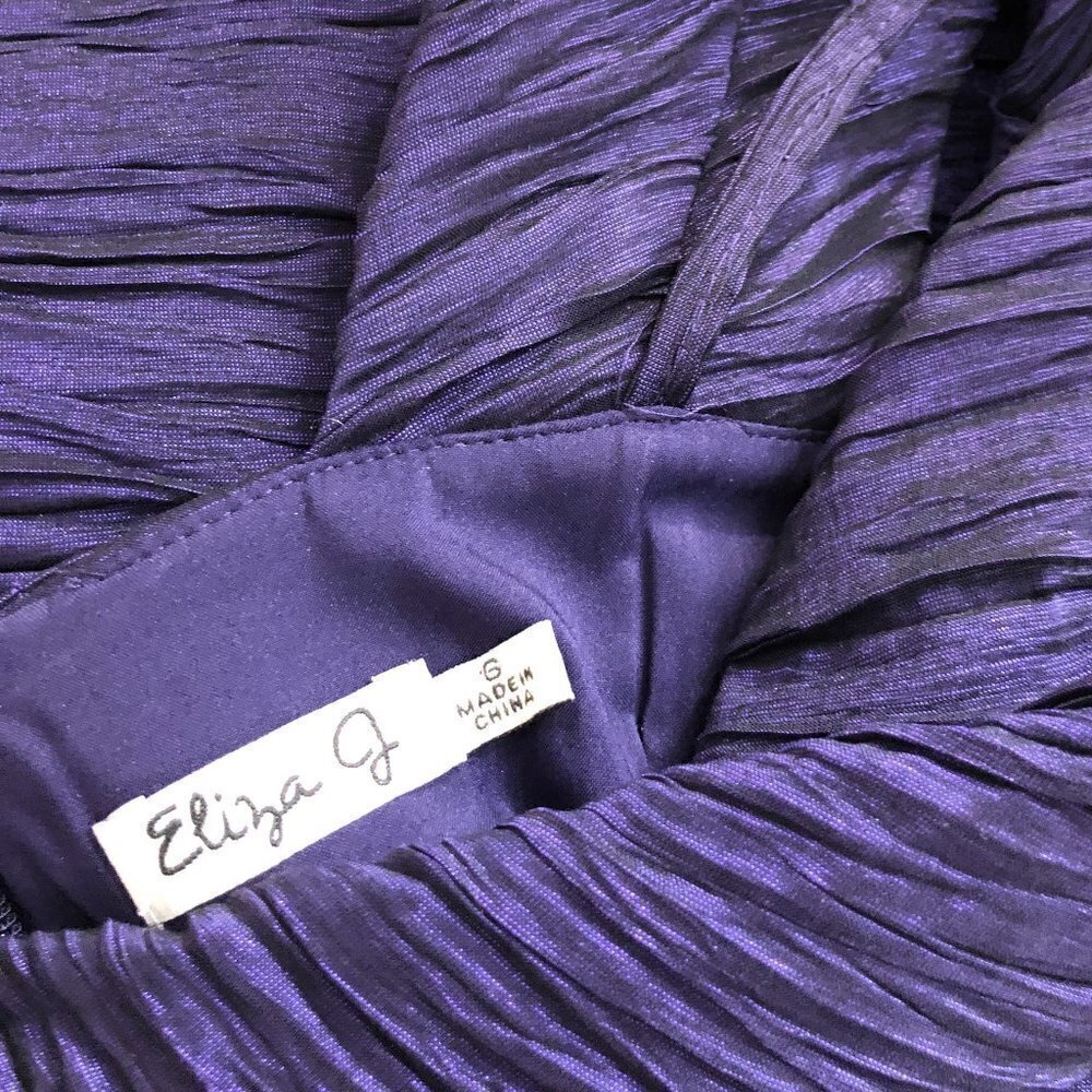 ELIZA J One Shoulder Cocktail Dress Purple & Black w Rhinestone Beading - Size 6 - Picture 5 of 5